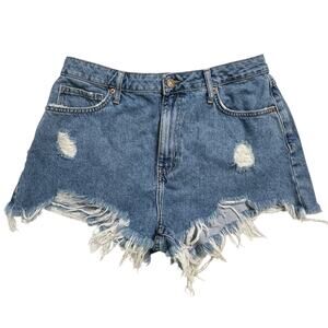 Forever 21 Premium Retro High Rise Distressed Denim Cutoff Shorts Womens Size 30